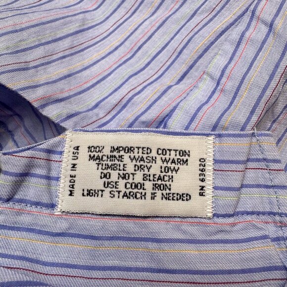 Gitman Bros Dress Shirt Mens 17.5 34‎ Blue Stripe Business Casual Preppy Wedding - Picture 11 of 14